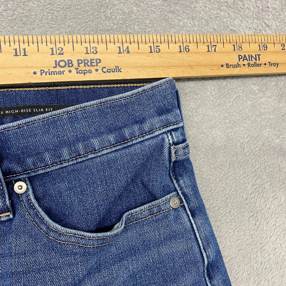 Pantalones de mezclilla Banana Republic para mujer 31 azul tiro ultra alto calce ajustado lavado oscuro Foto 2 de 4