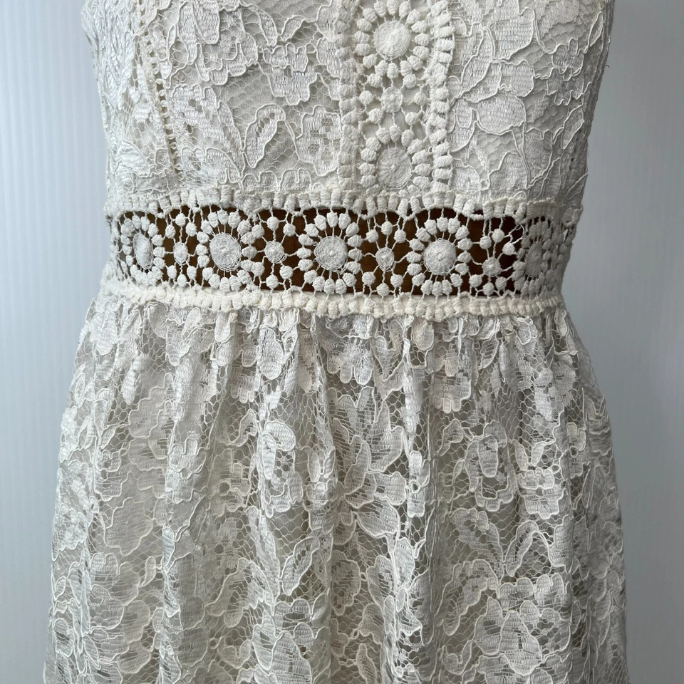 Bonnie Jean Dress Girl 16 Maxi Floral Lace Sheer Lined Tie Pastel Party Core Go - Image 4 of 4