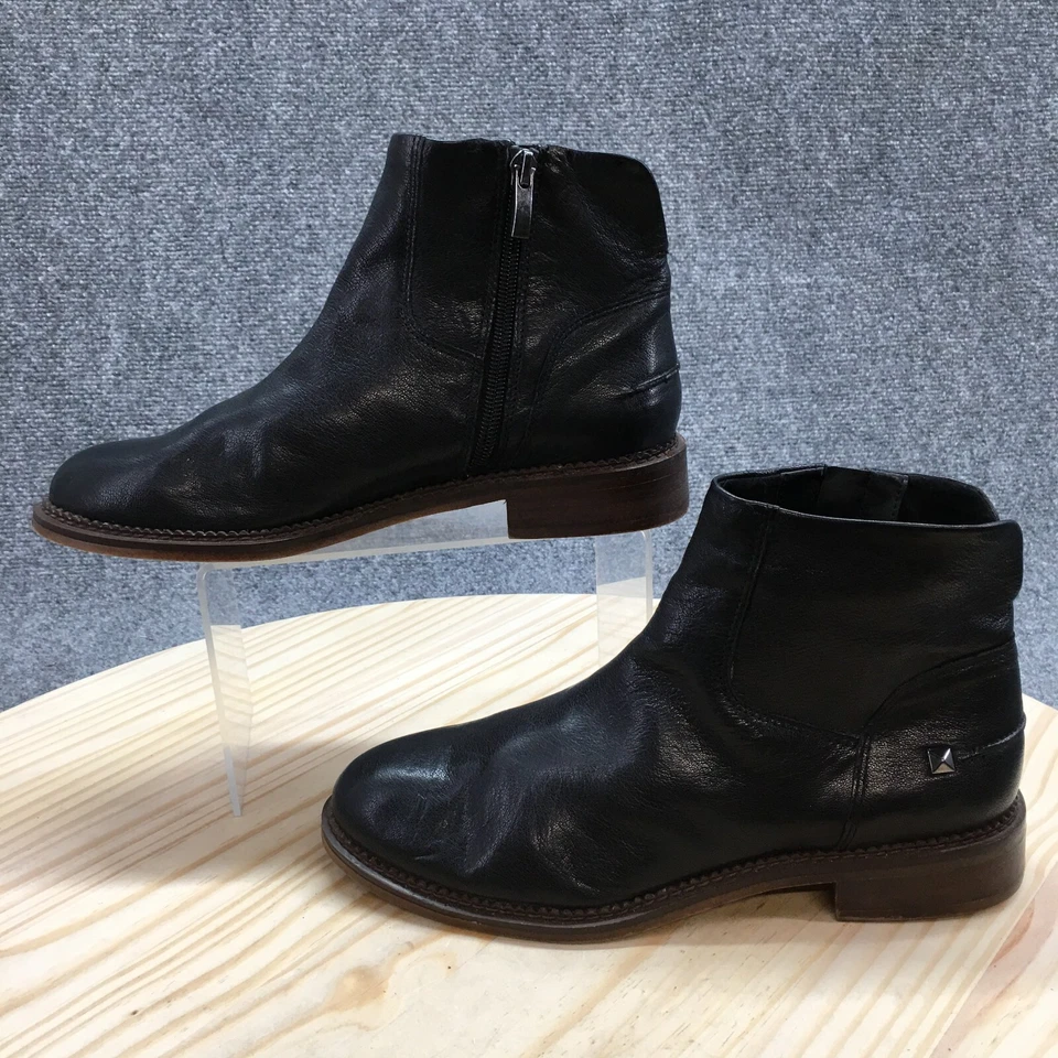 Franco Sarto Botas Mujer 7.5 M Hero Botín al Tobillo Cuero Negro Informal Bloque NUEVO Foto 2 de 4