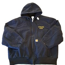 Carhartt Jacket Men's Size XL Black Thermal Lined Duck Active Hooded USA DNY 
