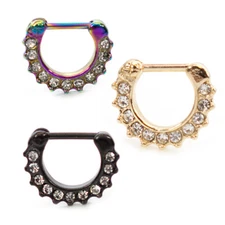 BodyJewelryOnline Septum Clicker Ring with multiple Cz Gems 16g Cartilage Septum