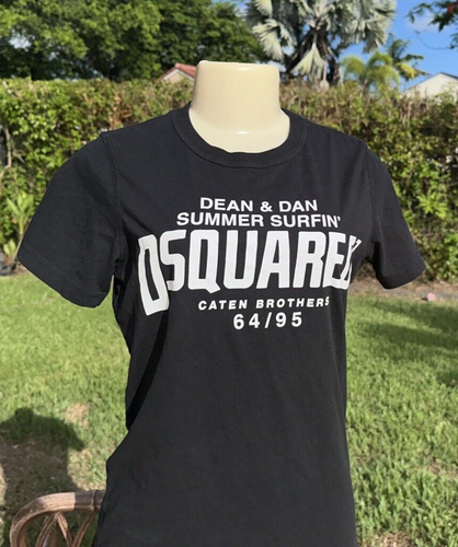 Dsquared2 Black Summer Surfin' Casual Short Sleeve T-Shirt Sz S Made In Italy - Picture 5 of 11