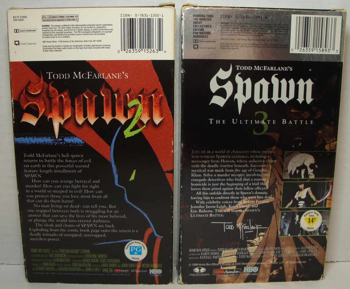 SPAWN 2 AND 3 ULTIMATE BATTLE LOT OF 2 TODD MCFARLANE VHS