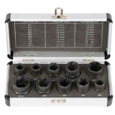 10-Piece Broken Nut & Bolt Remover Counter Threaded Sleeve Removal Tool