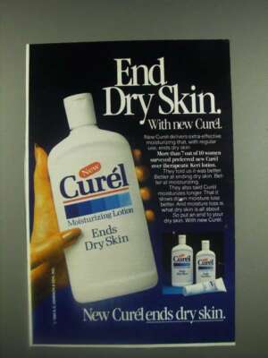 1985 Curel Moisturizing Lotion Ad - End dry skin. With new Curel