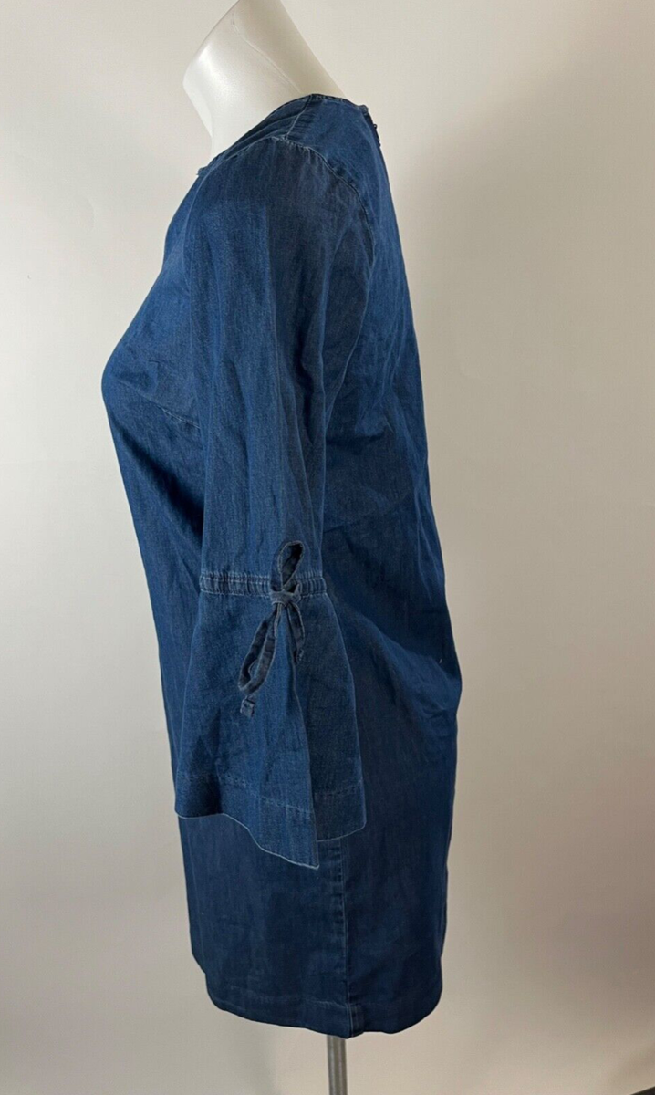Ann Taylor Denim Shift Dress Flare Tie Sleeve 0 Petite NEW | eBay