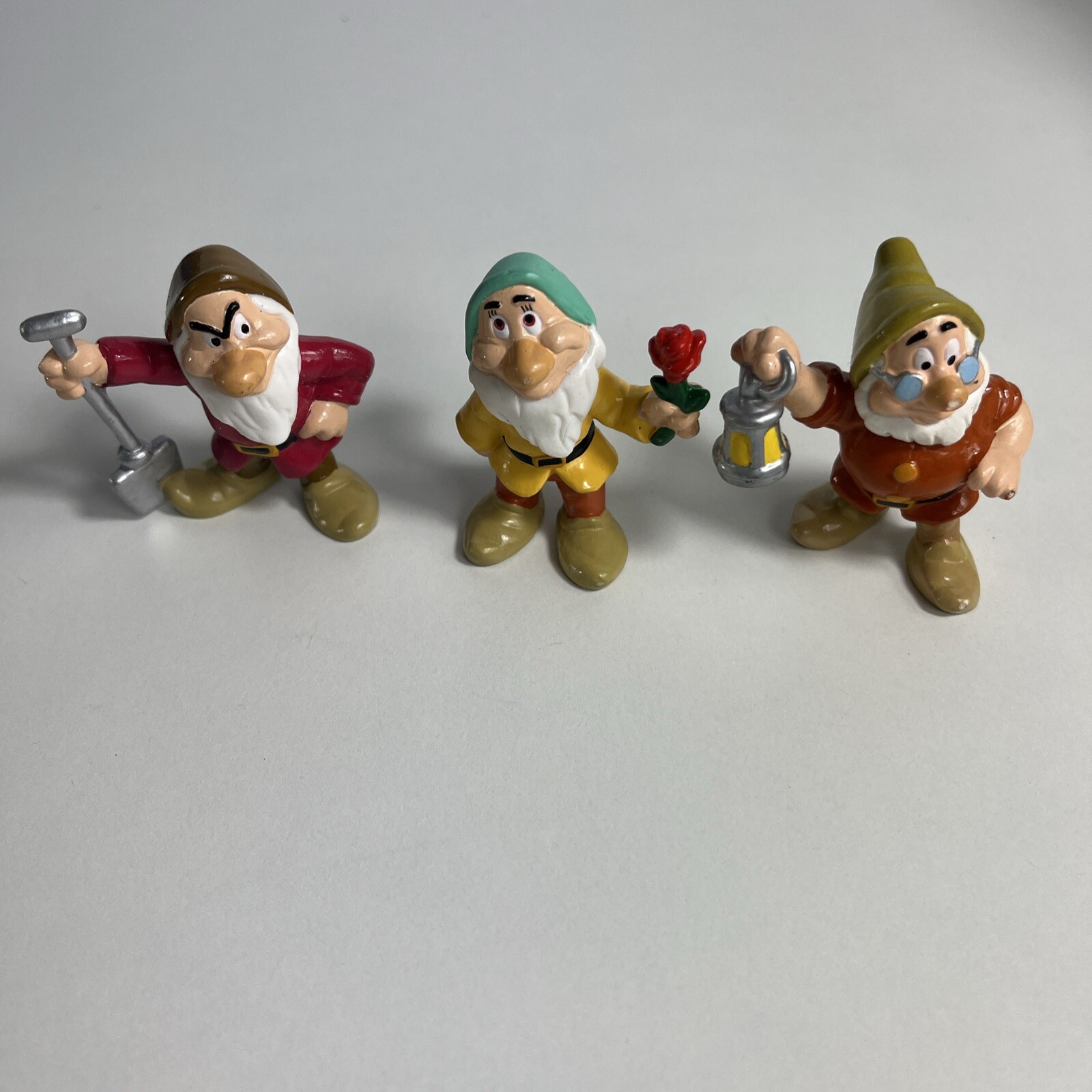 Snowwhite Dwarves Hard Rubber, Vintage Portugal, Walt Disney  Lot Of 3