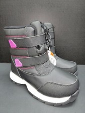 Girls Winter Boots Black Pink Multi Sizes Temp Rated Skid Resist Easy Fasten