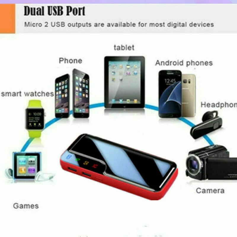 Banco de alimentación portátil cargador rápido 9000000 mAh paquete de baterías 2 USB para teléfono móvil Foto 3 de 4