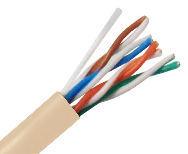 Outdoor CAT5E Bulk Ethernet Cable 24AWG Solid Copper CMX Beige 1000FT-image