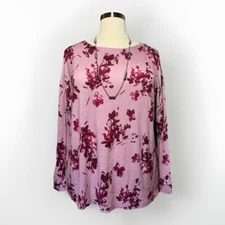 A.N.A. Mandy Sweater Floral Ruby Women’s Size 1X Shoulder Buttons