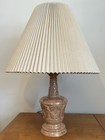Vintage Mid-Century Glazed Ceramic Pink With Gold Lamp — photo 9