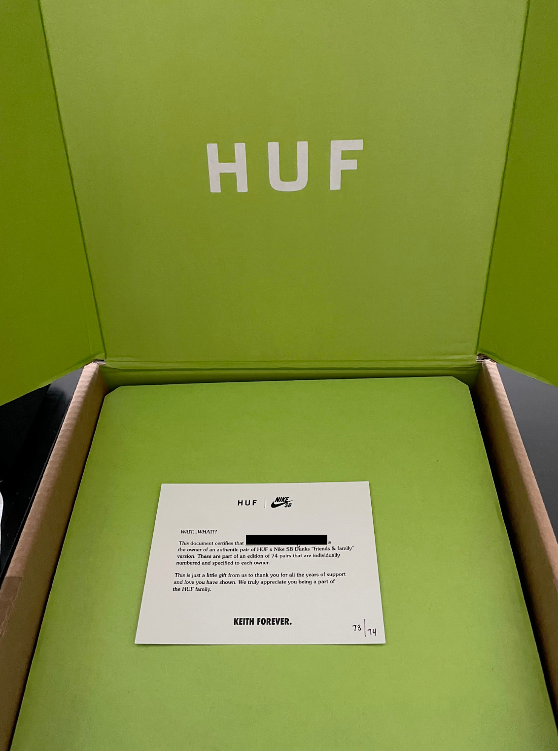Nike SB X HUF Friends and Family Dunk Low Sz 11 73/74 NOS New Very Rare SEALED