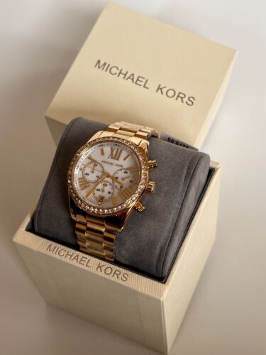 Michael Kors MK7241 Lexington Chronograph goldfarbene Uhr neu mit Etikett Geschenkbox 275 $
