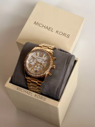 Michael Kors MK7241 Lexington Chronograph  Gold-Tone Watch BNWT Gift Box $275