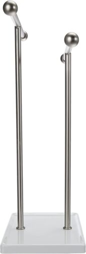 Double-T Hand Towel and Accessories Stand, Nickel/White - Afbeelding 1 van 7