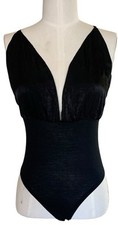 Missguided Size US 2 Black Plunge Adjustable Straps Snap Button Closure Bodysuit
