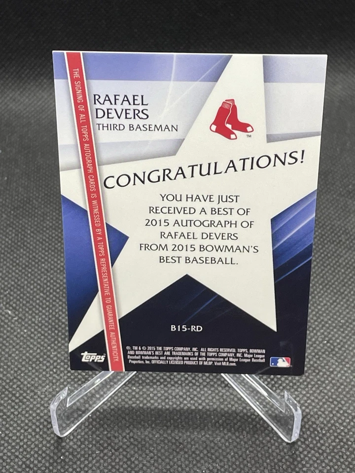 2015 Bowmans Best Rafael Devers Green Auto #/99 On Card Autograph Red Sox B15RD - Image 2 of 2