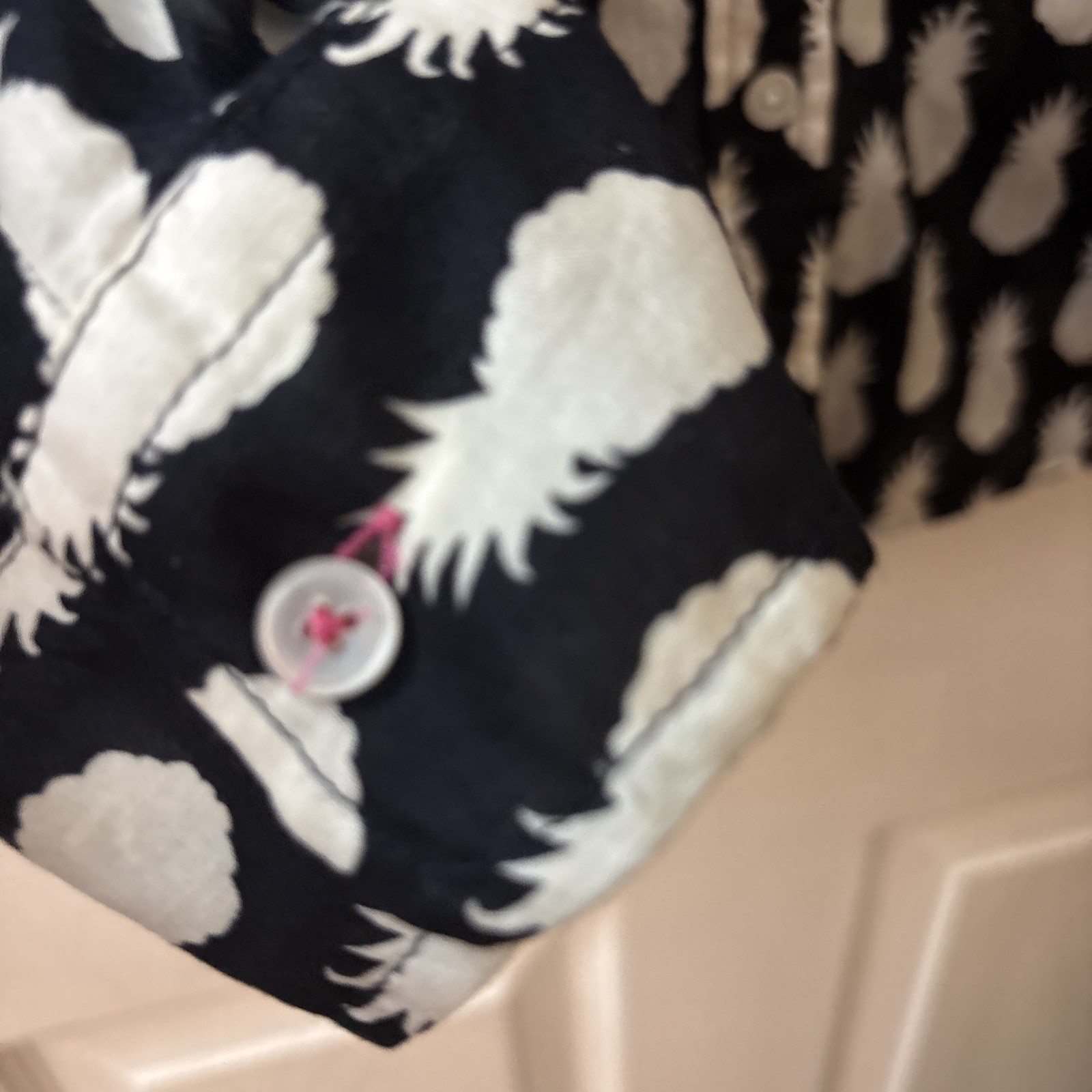 talbots petite small button up top Pineapple Navy - image 4