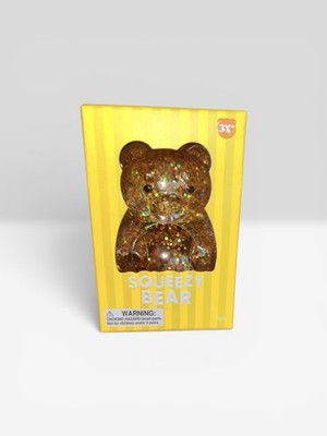 J'adore Squeezy Bear - Glitter Squishy  - Gold - Sensory Toy 2.5  New