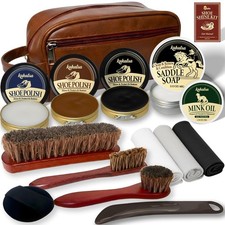 Shoe Shine Kit, Mens Gifts Ideas - 15PCS 11.46 x 9.96 x 1.93 inches, Brown