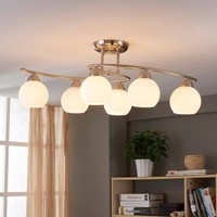 Lindby Deckenlampe Glas Metall Nickel Matt, Deckenstrahler 6X E14 Max. 40W, Ohne