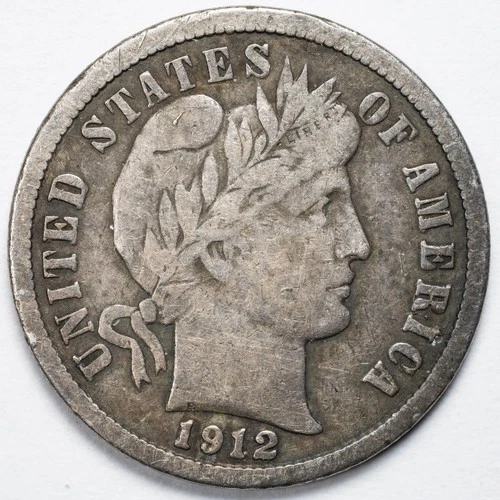 1912-D Barber Silver Dime Denver Mint Fine (F)