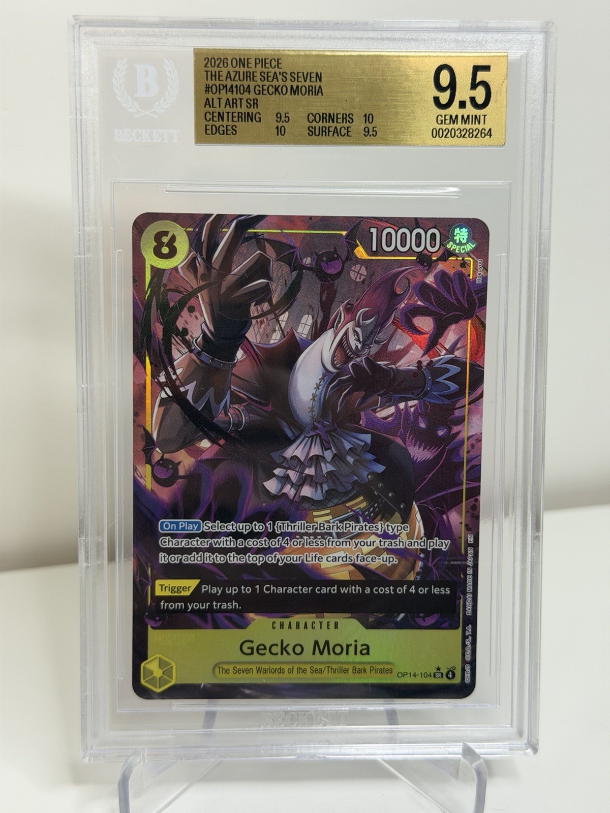 BGS 9.5 Gecko Moria OP14-104 Alternate Art - One Piece The Azure Sea's Seven 