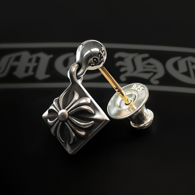 Authentic Chrome Hearts Pyramid Drop Earring + CH Pouch and Gift