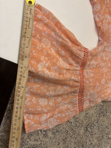 EST. 1946 Floral Bell Sleeve Off The Shoulder Blouse Size 22/24 Peach Ray/Pol 3X - Picture 10 of 18