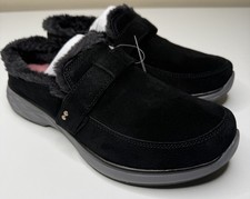 Ryka Lillianna Mule Womens 9W Black Suede Faux Shearling Accent Strap Slip On