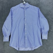Emanuel Berg Shirt Men s Large Multi Colored Long Sleeve Blue White Polka Dot