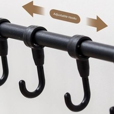 Wall Mounted Kitchen Utensils Pan Pot Hanging Rail Rack 5 Hooks Hanger Shelf
