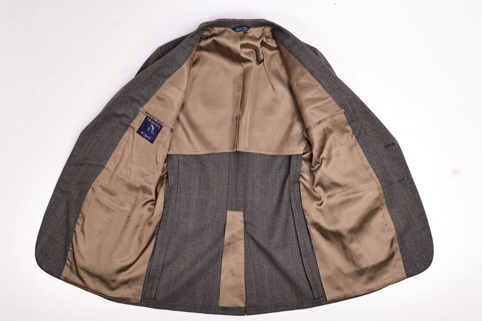 Vintage Cricketeer Herringbone Stripe Brown Wool Suit 40 R Pants 32x31 - Image 4 of 4