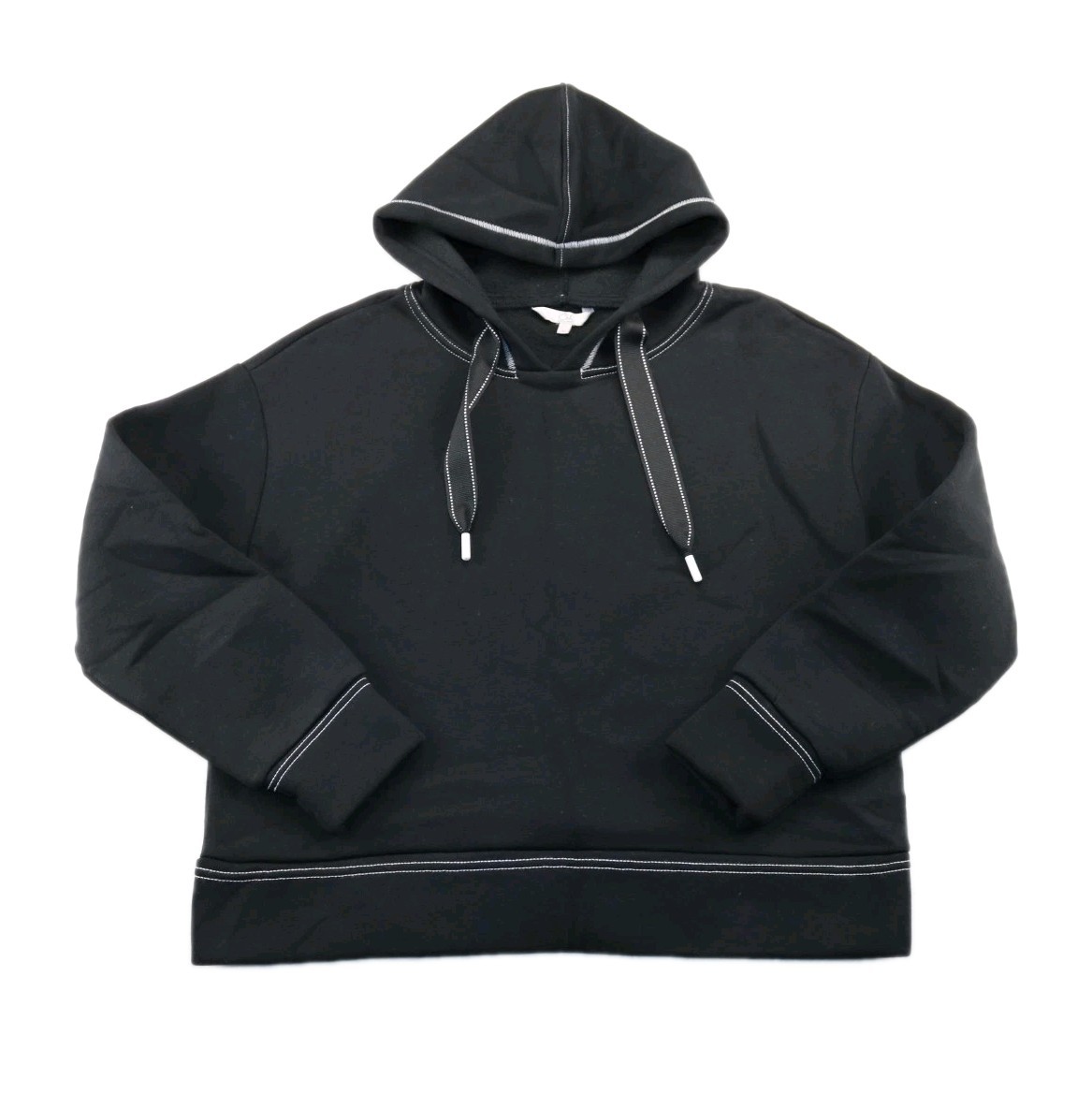 C&A Clockhouse Damen Hoodie Kapuzenpullover Schwarz Kontrastnaht Gr. L Boxy image 3