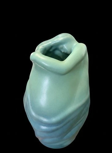 Van Briggle 11” Ming Blue Figural Vase AA Mark Art Nouveau Style Colorado Spgs