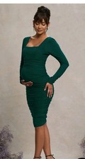 Club L London Maternity Dress Dark Green UK Size 10 Worn Once Only