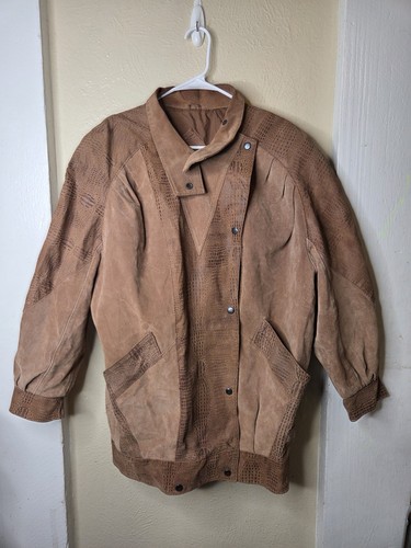 Vintage Avanti braune Western Schwein Wildleder Leder Knopfleiste Jacke Gr. Large - Bild 2 von 13