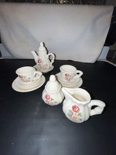 Vintage 12pc Decorative Porcelian White with Pink Flowers Miniature Tea Set