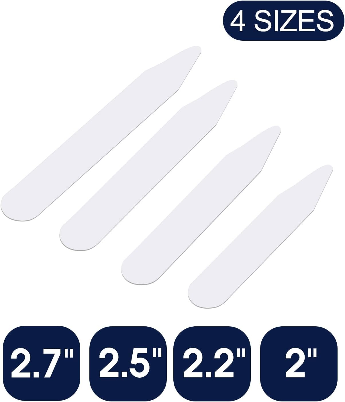 vivinin 112P Dress Shirt Collar Inserts, White Plastic Stays with... 