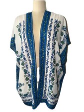 NWT Max Studio London Kimono Cardigan Boho Lagenlook Floral Open Front Duster XL