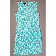 ALYX dress Women's Size 10 Teal White Geometric Shell Sheath Dress Sleeveless