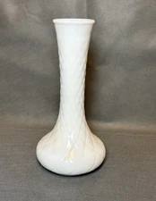 Vintage Hoosier Vase White Diamond Milk Glass Bud Vase Retro Decor Milk Glass