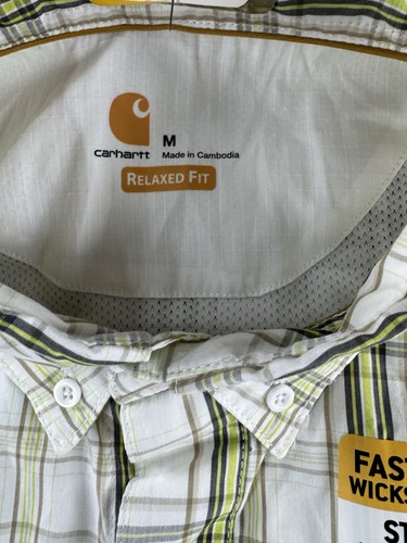 Carhartt Shirt Mens Medium Green Plaid Relaxed Fit 101963 Workwear Casual New - Picture 4 of 9