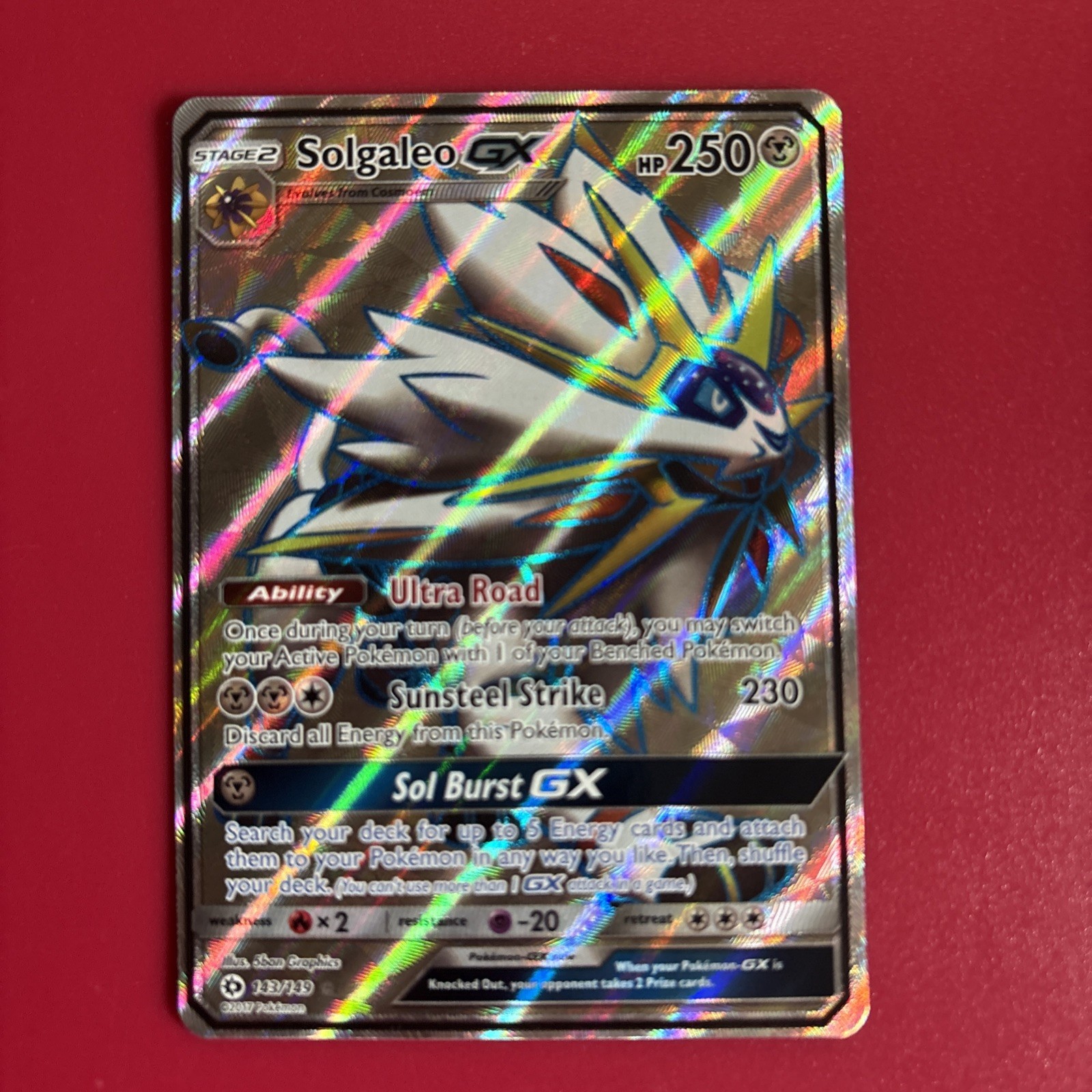 Pokemon TCG: Solgaleo GX Full Art 143/149 Ultra Rare Sun & Moon Base Set