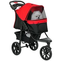 Hundewagen Klappbar Hundebuggy Bis 10 Kg Mit 3 RäDern, Netzfenstern Ablagekorb