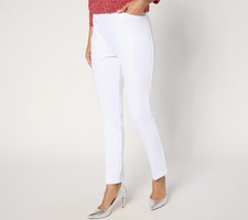 Susan Graver Modern Essentials Regular Smart Ponte Pants-White-XL A677196 NEW
