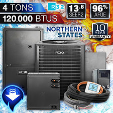 ACiQ 4 Ton R32 Air Conditioner & Downflow 120000 BTU 95% Gas Furnace AC System