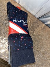 Nautica Crew Socks 5-Pair Pack Blue  Black Multicolor Pattern