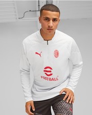  Ac Milan Puma Felpa Allenamento Training Top mezza zip Bianco away UOMO 2023 2